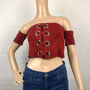 Red off shoulder top